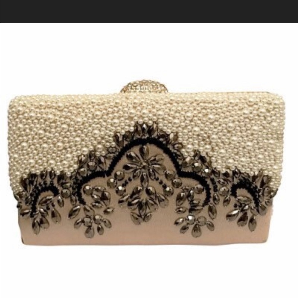 NWT Gold Beaded Clutch Bag